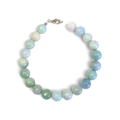 Sterling Silver Men's Jade Bead Bracelet