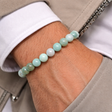 Sterling Silver Men's Jade Bead Bracelet