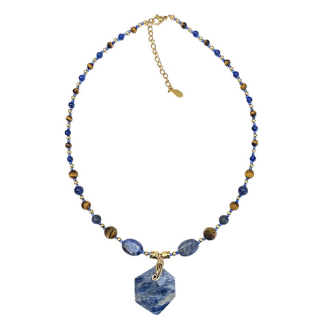 Fashion Kyanite Tiger Eye  Bead Choker