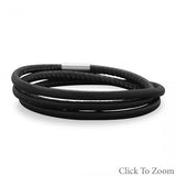 Black Coal Italian Leather Wrap Bracelet