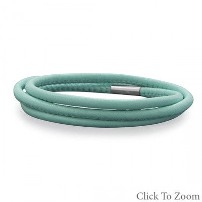 Ocean Blue Italian Leather Wrap Bracelet