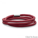Red Italian Leather Wrap Bracelet