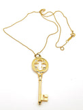 18k Tiffany & Co. Diamond Clover Key Pendant w/18k Tiffany 18" Bead Chain
