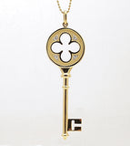 18k Tiffany & Co. Diamond Clover Key Pendant w/18k Tiffany 18" Bead Chain