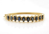Estate 14k Sapphire and Diamond Hinged Bangle Bracelet