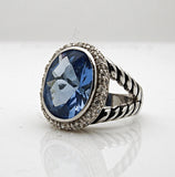 Sterling Silver Blue Topaz CZ Ring