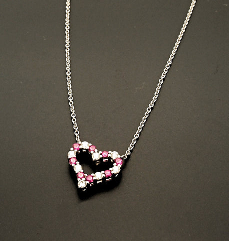 Estate Tiffany & Co. Platinum Pink Sapphire & Diamond Mini Heart Penda –  Mira's Jewelers