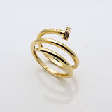 14k Gold CZ Spiral Nail Ring