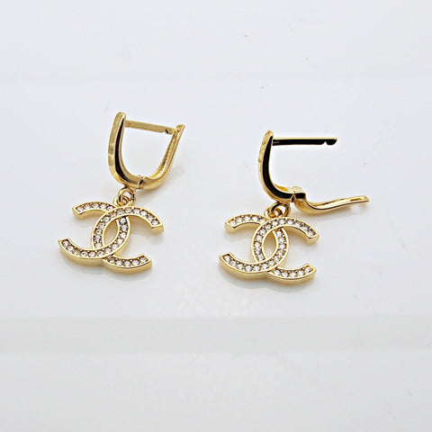 Vintage Chanel stud earrings CC logo dangle small