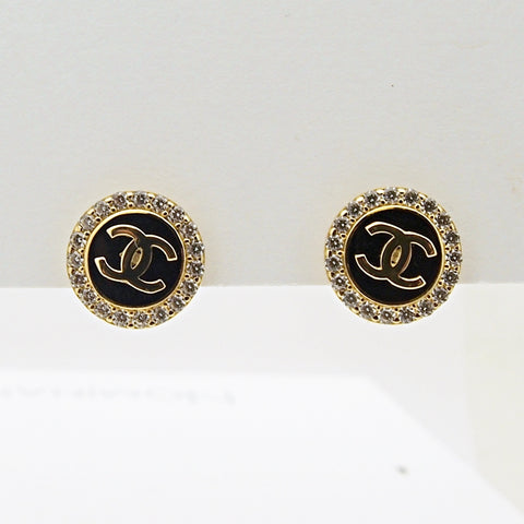 14k Gold  CC CZ Earrings