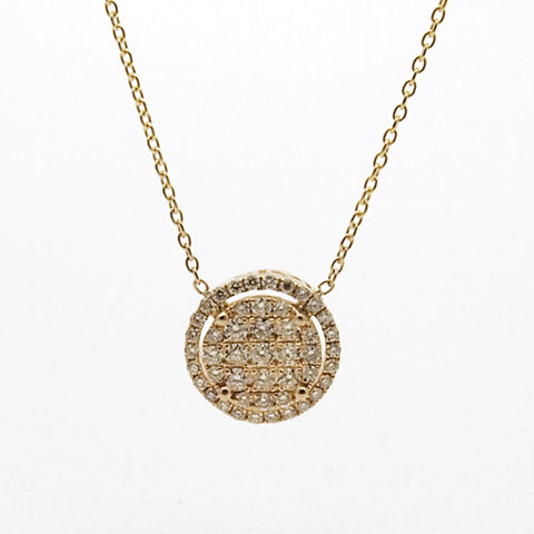 14k Diamond Halo Cluster Pendant Necklace