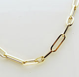 14k Yellow Gold Paper Clip Necklace
