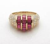 18k Gold Diamond and Ruby Ladies Ring