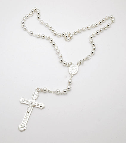 Sterling Silver Rosary Choker Necklace