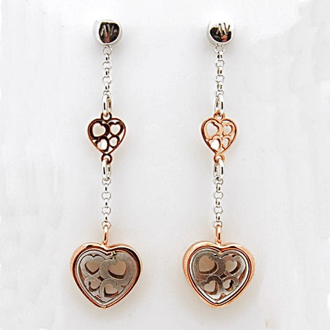 Nomination Verona Collection Pink Plated Sterling Silver Heart Earrings