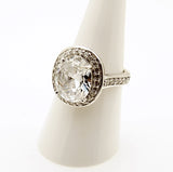 Sterling Silver Oval Halo CZ Ring