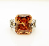 Sterling Silver Citrine Color CZ Ring