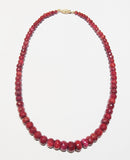 African Faceted Ruby Bead Necklace 14k Clasp