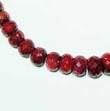 African Faceted Ruby Bead Necklace 14k Clasp