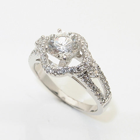 14k White Gold 1ct CZ  Engagement Ring