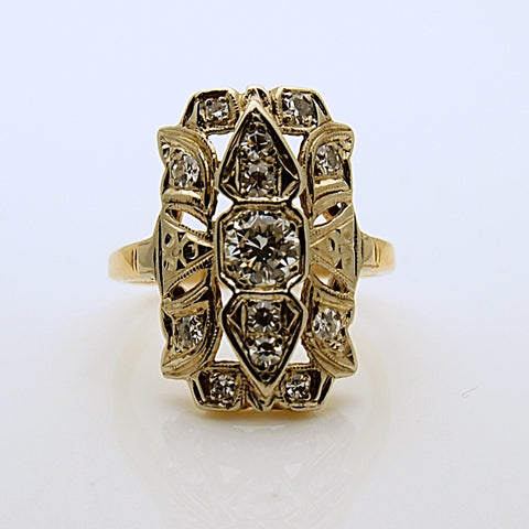 Estate Art Deco 14k Diamond Ring .80tcw