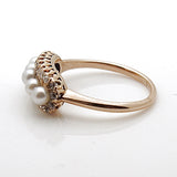 Estate 14k Diamond and Pearl Ring