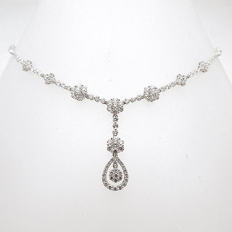 18k White Gold Diamond Dancing Y Necklace 5.92 tcw
