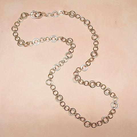 Estate 32" Tiffany & Co. Sterling Silver and 18k Gold Circle Necklace