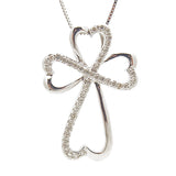 14k White Gold Diamond Heart Cross Slide Necklace