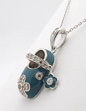 Sterling Silver Baby Enamel Shoe Pendant Necklace