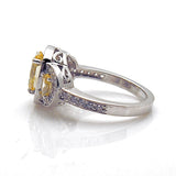 Sterling Silver Three Stone Halo Cubic Zirconia Ring