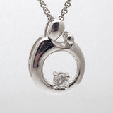Sterling Silver Mother with Child CZ Slide Pendant Necklace