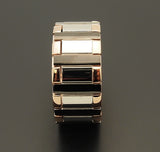 Stainless Steel IP Rose Gold Ring with Black Bars