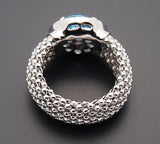 D'Landi Sterling Silver Blue Topaz Diamond Ring