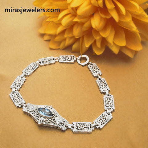 Vintage Style Art Deco Floral Filigree Diamond Bracelet - Sterling Silver — Antique  Jewelry Mall
