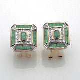 Vintage 14k Emerald and Diamond Omega Back Earrings