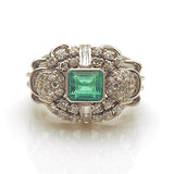 Estate Emerald and Diamond Women's Ring