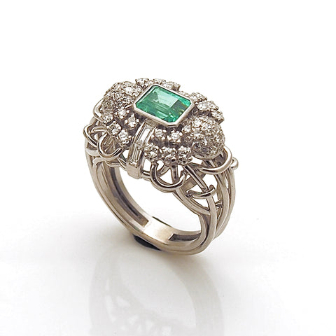 Estate Emerald and Diamond Women's Ring
