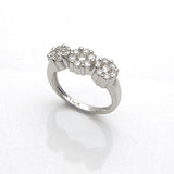 14k White Gold Three Diamond Flower Cluster Ring