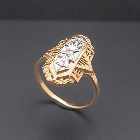 Estate Vintage 10k Filigree Diamond Ring