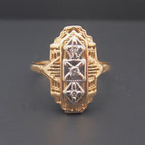 Estate Vintage 10k Filigree Diamond Ring