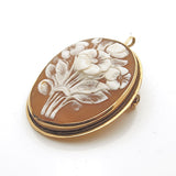 14k Vintage Carved Flower Cameo Pin