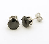 Inox Stainless Steel Black CZ Stud Earrings