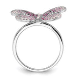 Sterling Silver Butterfly Pink CZ Butterfly Ring