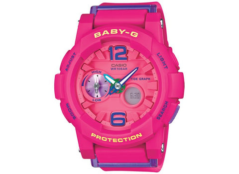 Baby-G Women's Analog-Digital Pink Resin Strap Watch BGA180-4B3