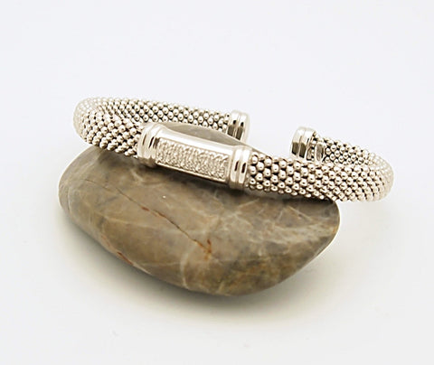 D'Landi Sterling Silver Diamond Cuff Bangle Bracelet