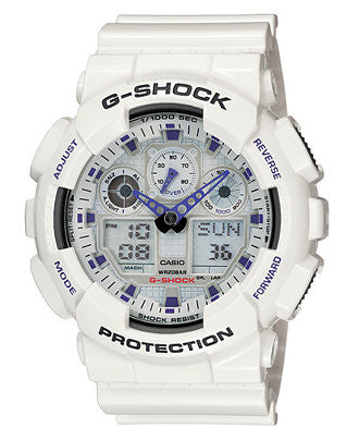 G-Shock Men's Analog Digital White Resin Strap Watch GA100A-7A