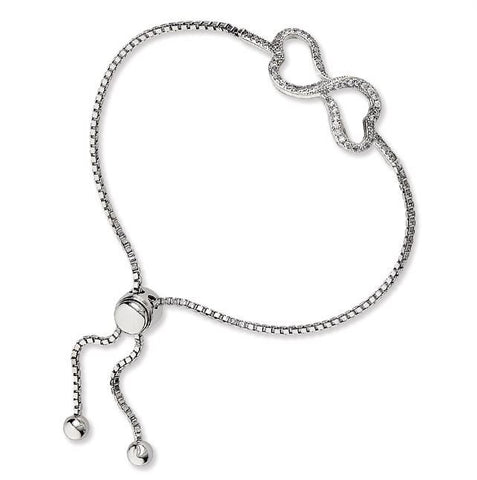 Sterling Silver Infinity CZ Heart Lariat Bracelet