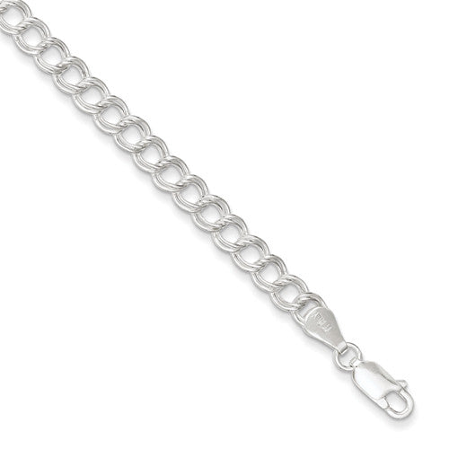 Silver Stud Link Charm Sterling Silver Bracelet plated in Rhodium