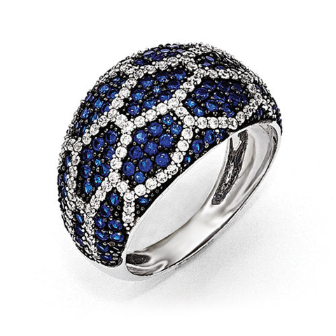 Sterling Silver White & Blue CZ Brilliant Embers Ring